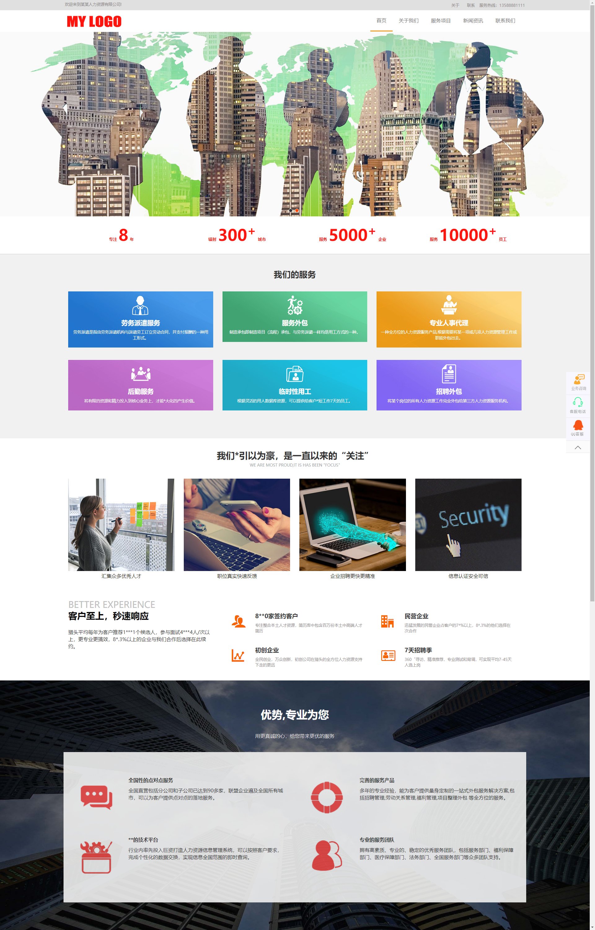 (自适应手机端)HTML5响应式人力资源 管理咨询服务公司
