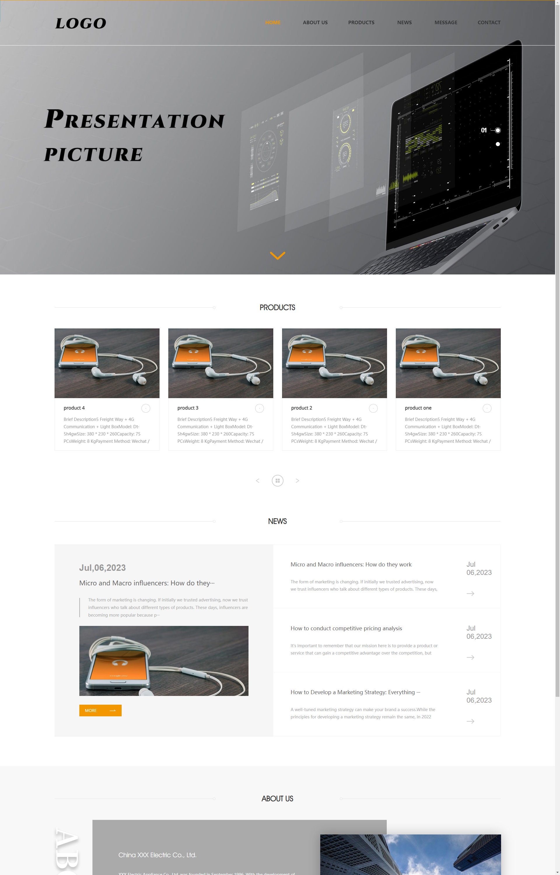 (自适应手机端)英文外贸 企业通用电子产品外贸
